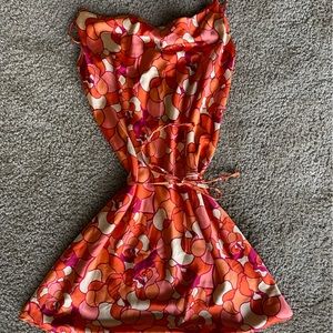 Floral orange cocktail dress